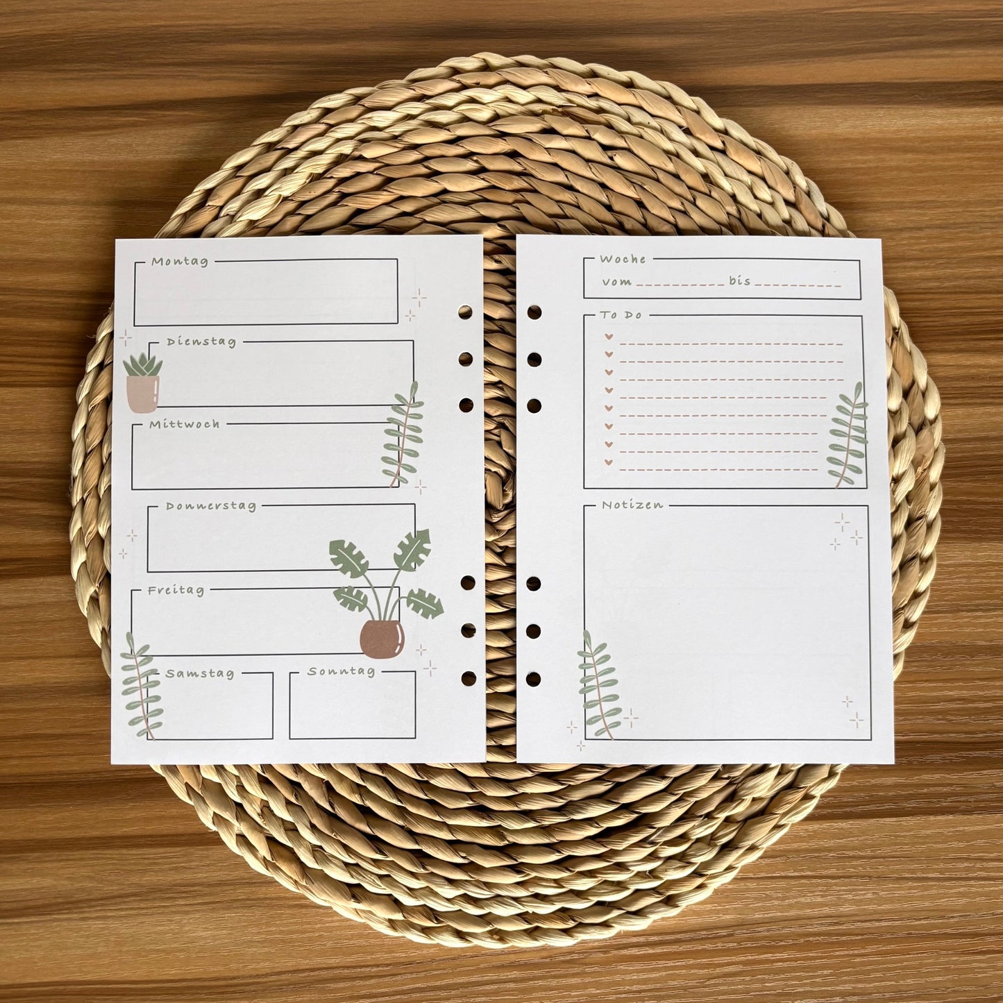 Journal Inlays - Wochenplaner Pflanzendesign - undatiert